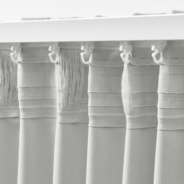 KORGMOTT block-out curtains, 1 pair, white/with heading tape, 145x300 cm