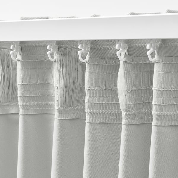 KORGMOTT - Blackout curtain, 2-ply, with curling ribbon/white,145x300 cm