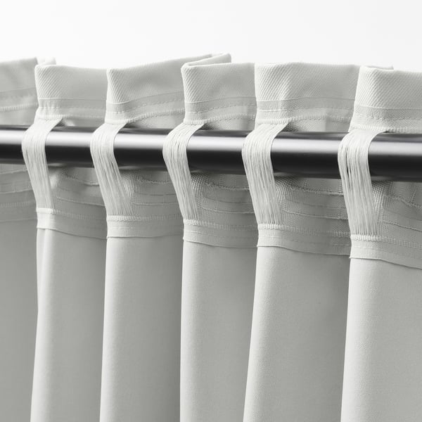 KORGMOTT - Blackout curtain, 2-ply, with curling ribbon/white,145x300 cm