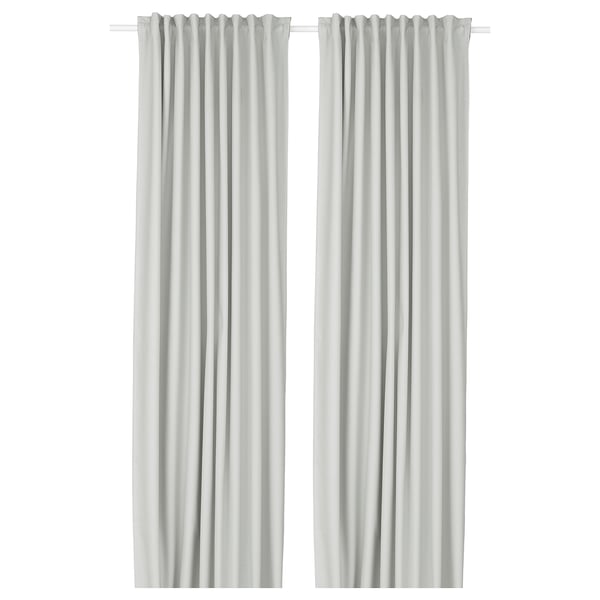 KORGMOTT block-out curtains, 1 pair, white/with heading tape, 145x300 cm