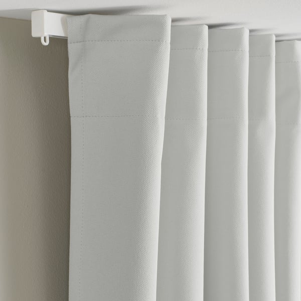 KORGMOTT - Blackout curtain, 2-ply, with curling ribbon/white,145x300 cm
