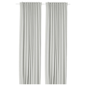 KORGMOTT block-out curtains, 1 pair, white/with heading tape, 145x300 cm