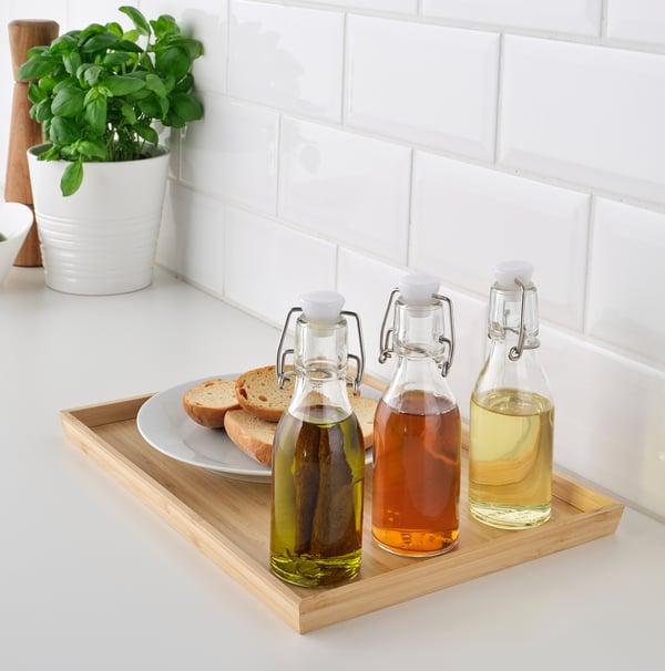 KORKEN bottle with stopper, clear glass, 15 cl, 3 pack