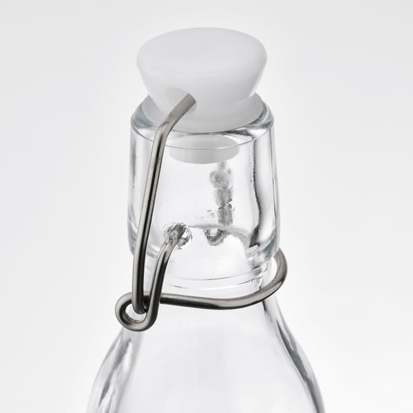 KORKEN bottle with stopper, clear glass, 15 cl, 3 pack