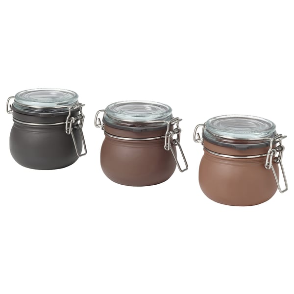 KORKEN - Jar with lid, mixed colours, 13.0 cl