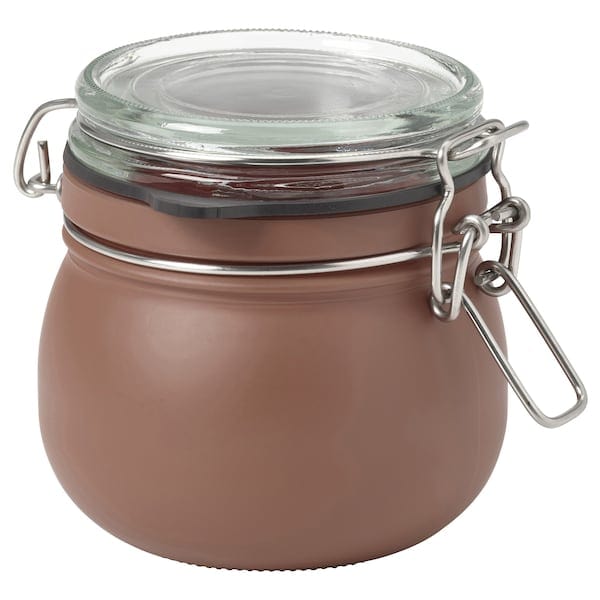 KORKEN - Container with lid, brown-red,0.5 l