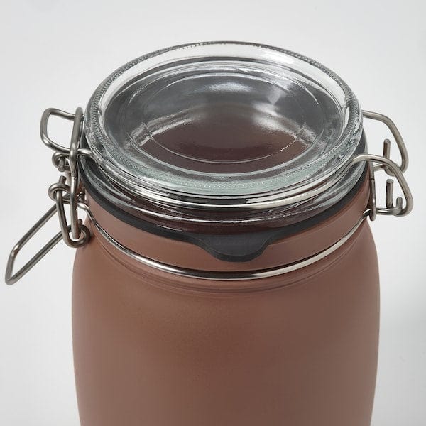 Ikea KORKEN - Container with lid, brown-red,1 l