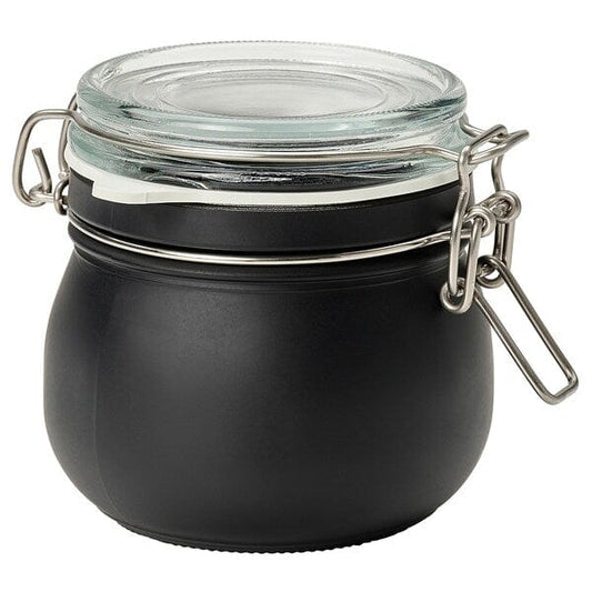 Ikea KORKEN - Jar with lid, clear glass/black, 0.5 l