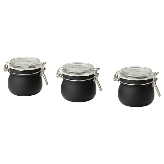 Ikea KORKEN - Jar with lid, clear glass/black, 13 cl