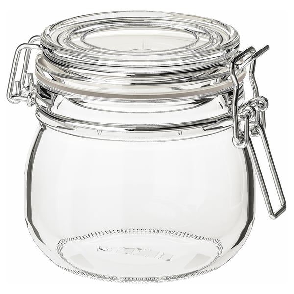 KORKEN jar with lid, clear glass, 0.5 l