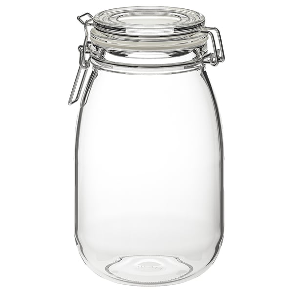 KORKEN jar with lid, clear glass, 1.8 l