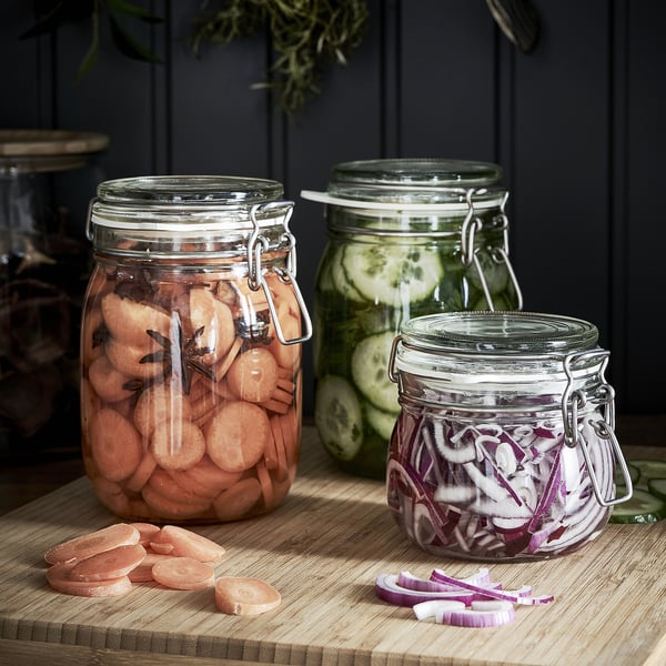 KORKEN jar with lid, clear glass, 0.5 l