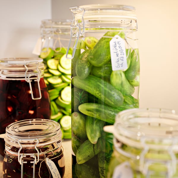 KORKEN jar with lid, clear glass, 2 l
