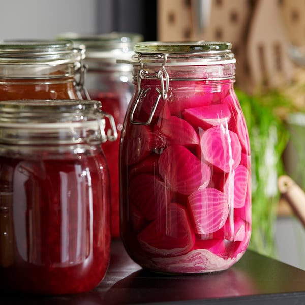KORKEN jar with lid, clear glass, 1.8 l