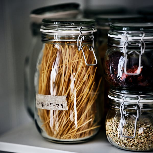 KORKEN jar with lid, clear glass, 1.8 l