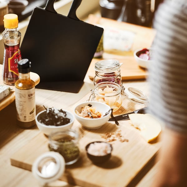 KORKEN jar with lid, clear glass, 7 cm, 3 pack