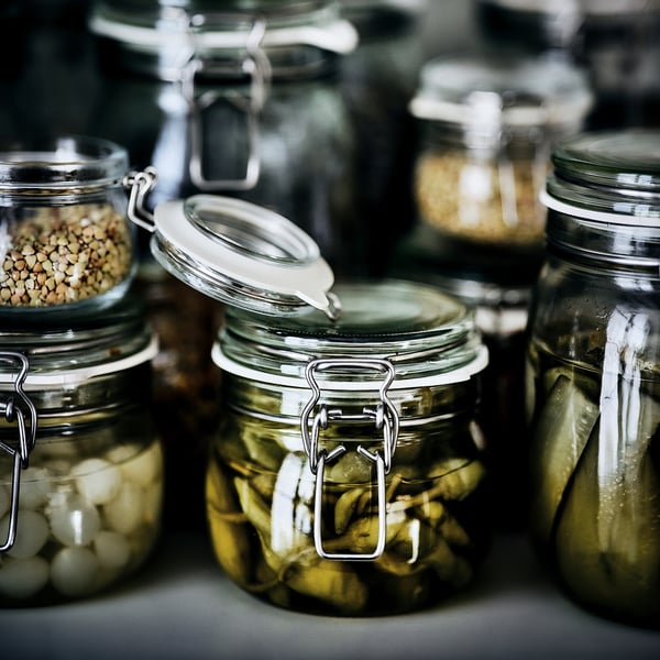 KORKEN jar with lid, clear glass, 0.5 l