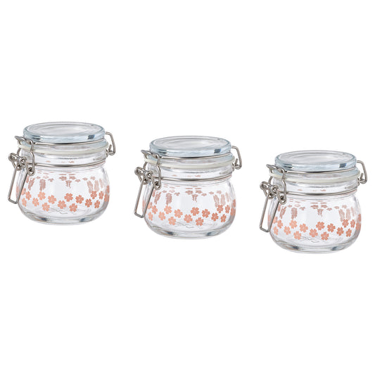 KORKEN jar with lid, glass printed, 13 cl, 3 pack