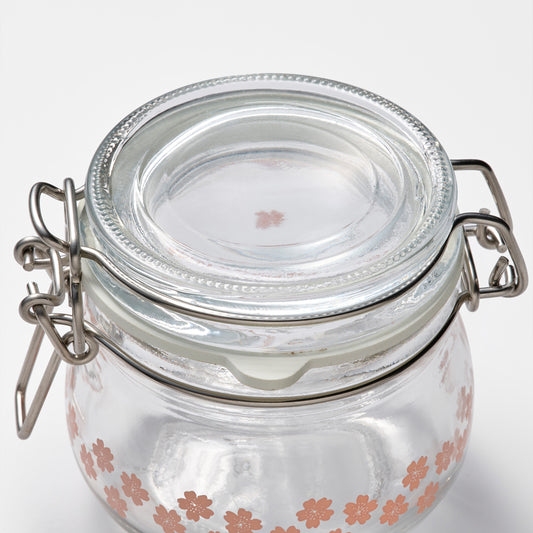 KORKEN jar with lid, glass printed, 13 cl, 3 pack