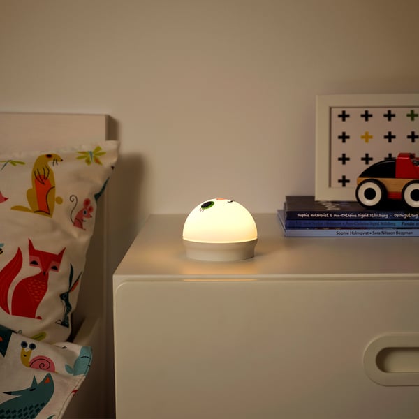 KORNSNÖ - LED night light, white/rabbit battery-operated