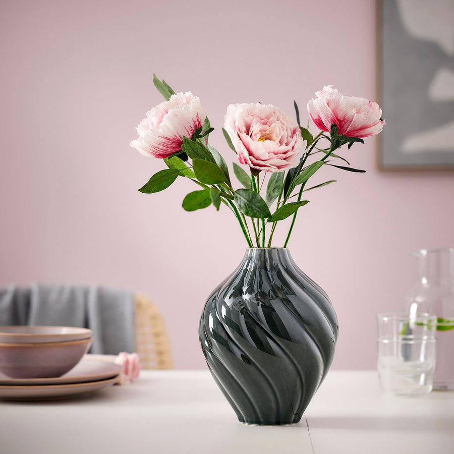 KORNSPARV vase, grey-blue, 22 cm