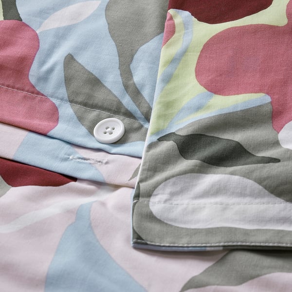 KORSKOVALL duvet cover and 2 pillowcases, multicolour/floral pattern, 240x220/50x80 cm