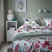 KORSKOVALL - Duvet cover and 2 pillowcases, multicolour/floral pattern, 240x220/50x80 cm