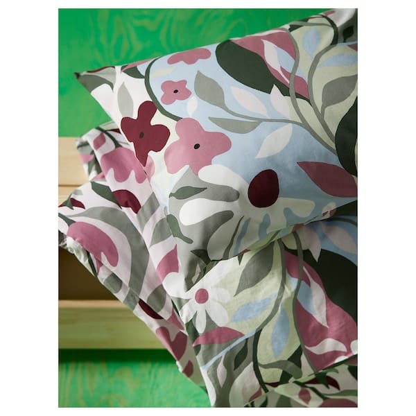 Ikea KORSKOVALL - Duvet cover and 2 pillowcases, multicolour/floral pattern, 240x220/50x80 cm