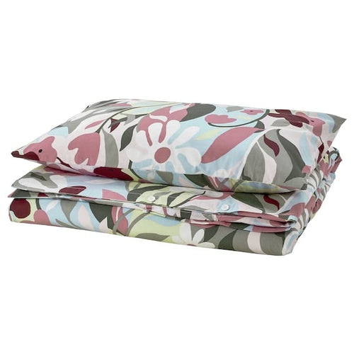 KORSKOVALL - KORSKOVALL Duvet cover and pillowcase, multicolour/floral pattern, 150x200/50x80 cm