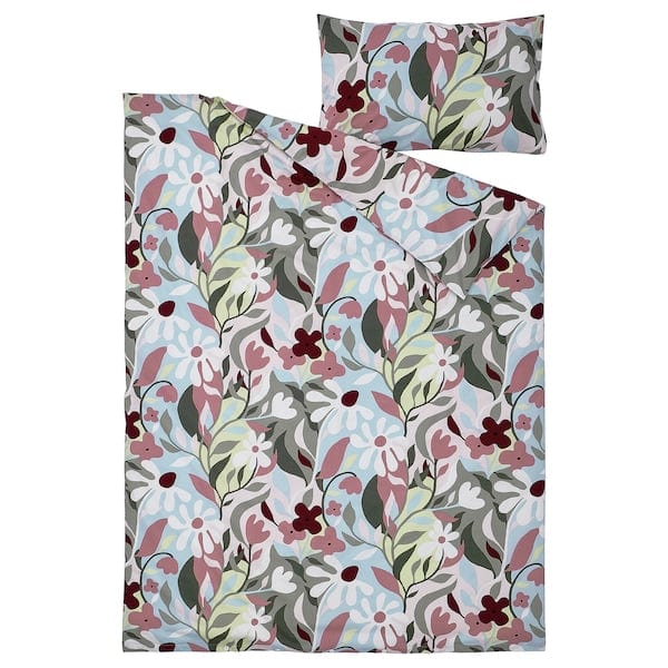 Ikea KORSKOVALL - Duvet cover and pillowcase, multicolour/floral pattern, 150x200/50x80 cm