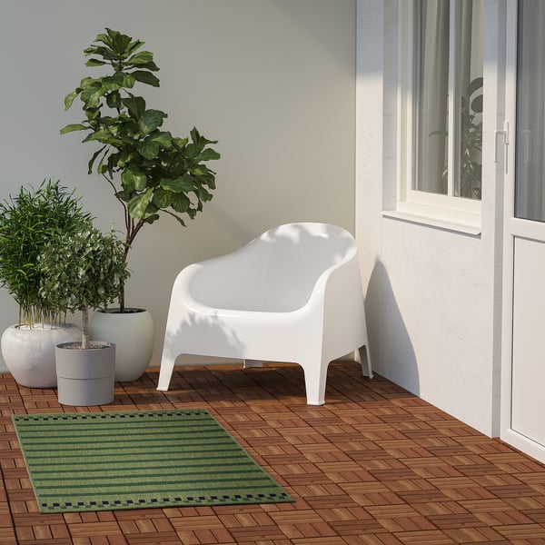 KORSNING - KORSNING Rug flatwoven, in/outdoor, green purple/striped, 80x150 cm