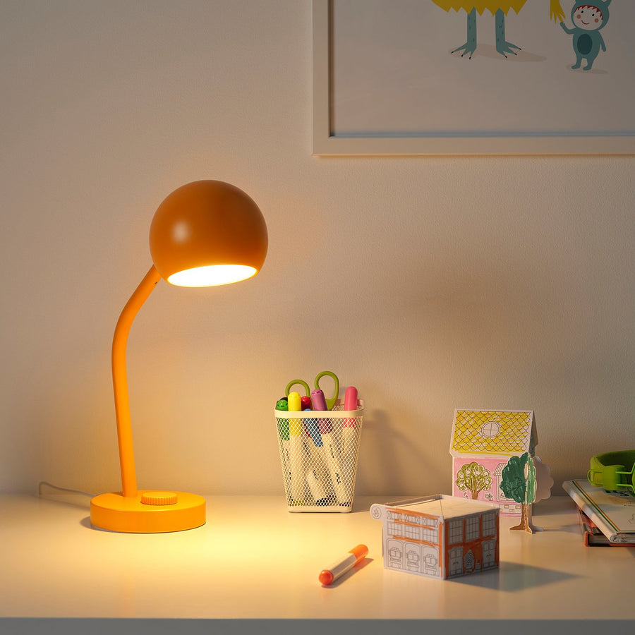 KORVSNÖRE LED desk lamp, dimmable/orange, 12x21 cm