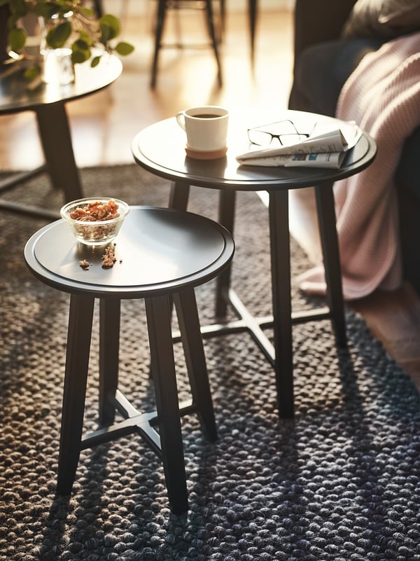 KRAGSTA nest of tables, set of 2, black