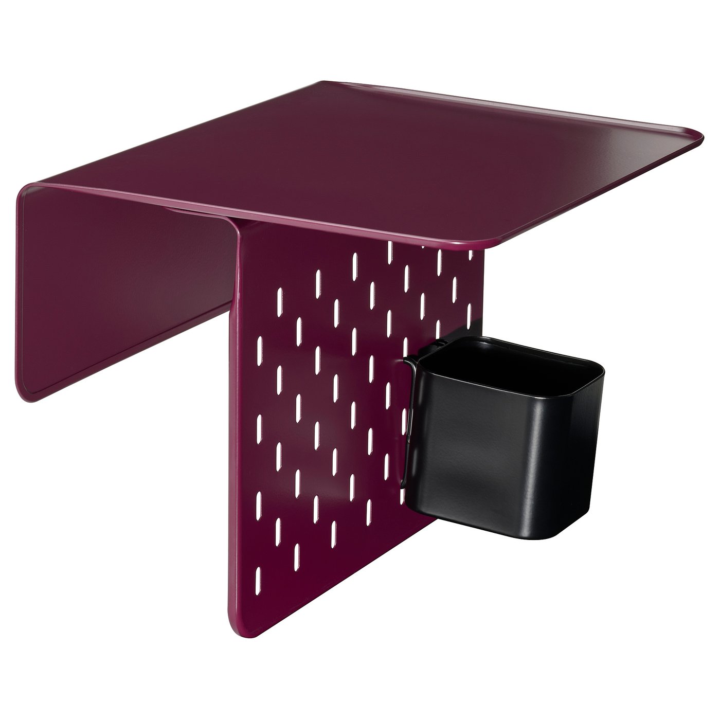 KRAMPHULT / SKÅDIS armrest tray with container, dark red metal/black