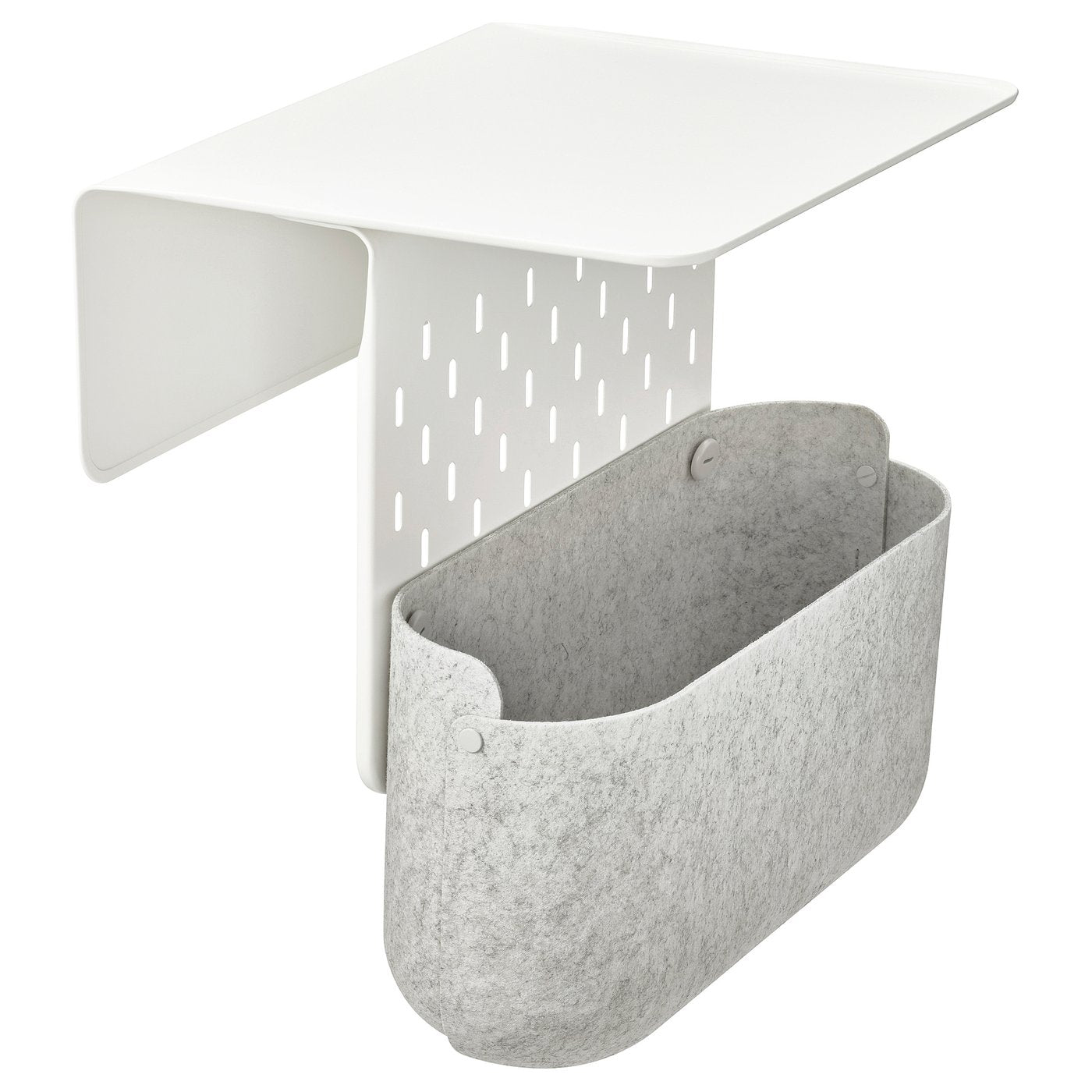 KRAMPHULT / SKÅDIS armrest tray with storage basket, white metal/grey