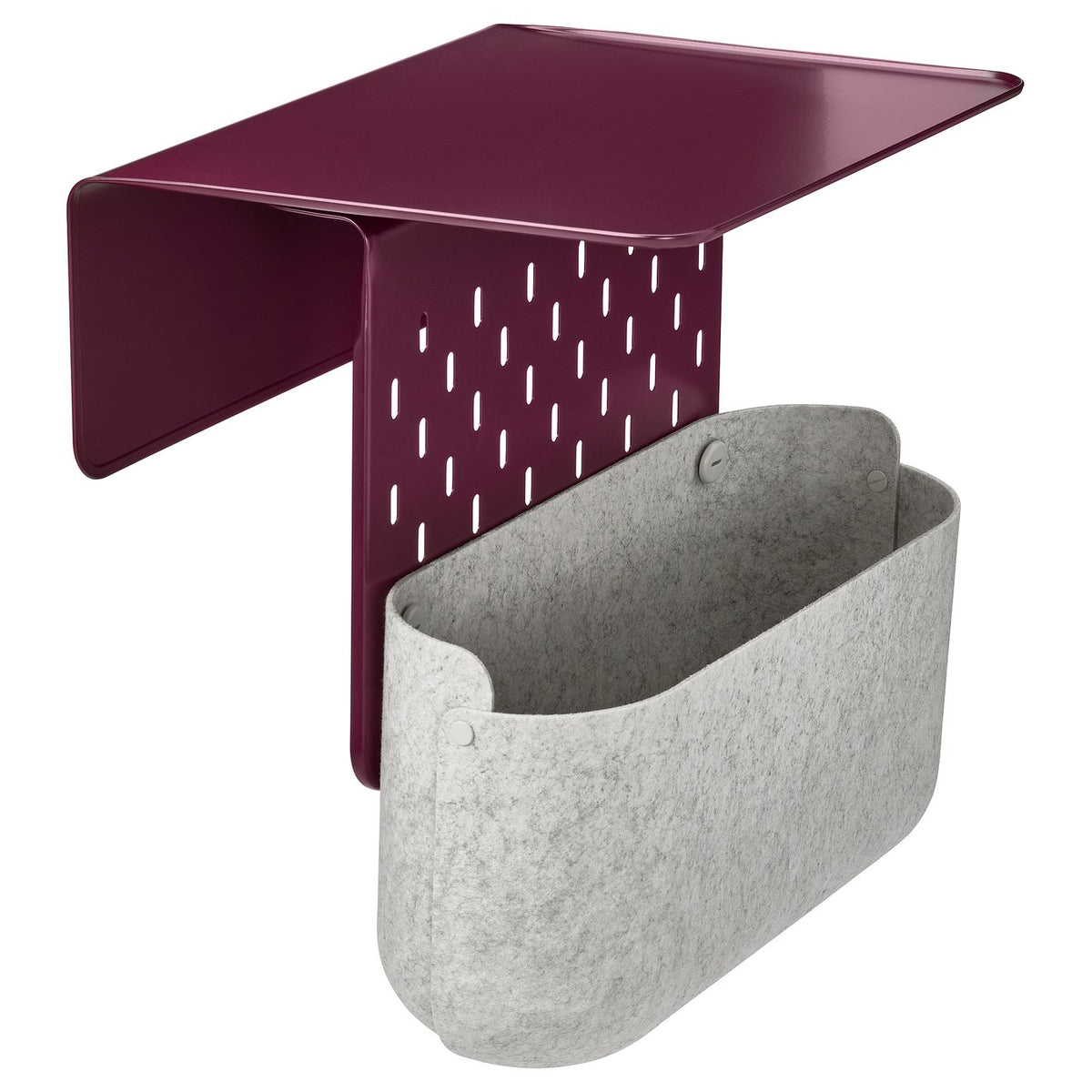 KRAMPHULT / SKÅDIS armrest tray with storage basket, dark red metal/grey