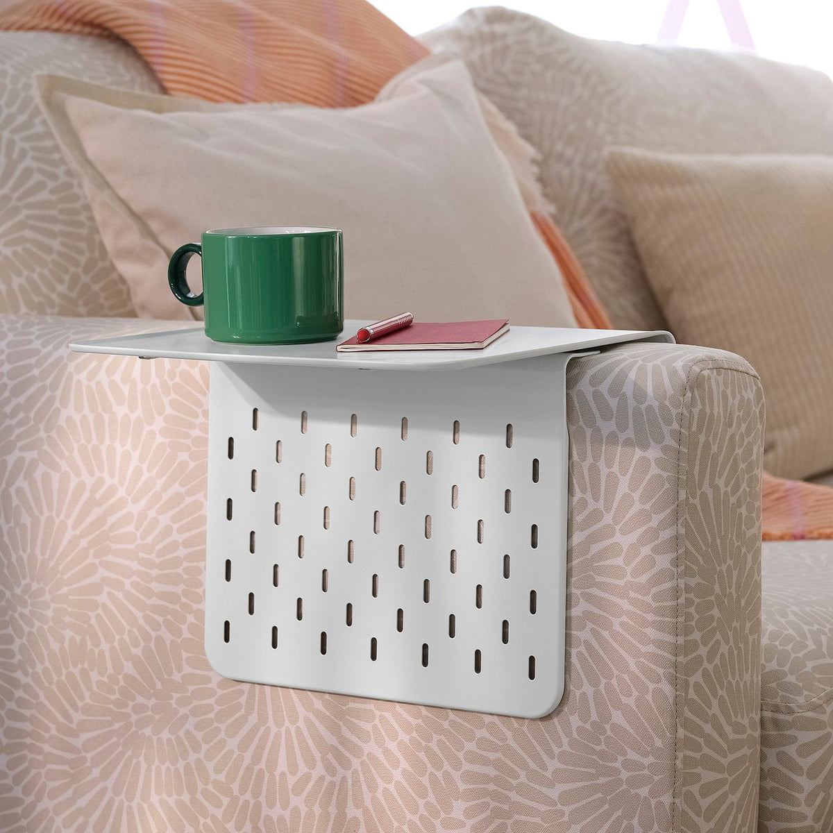 KRAMPHULT armrest tray, white/metal, 30x25 cm