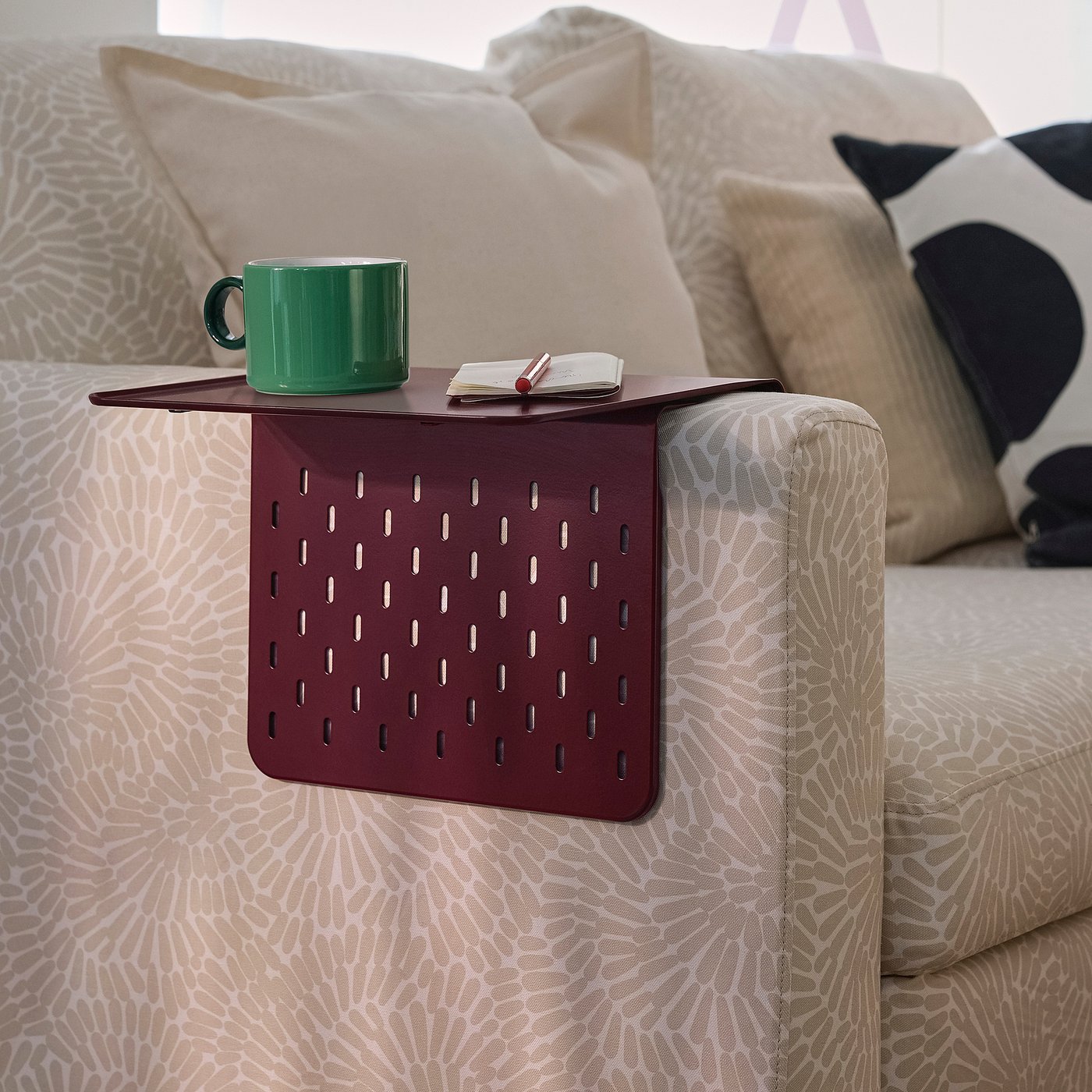 KRAMPHULT armrest tray, dark lilac-red/metal, 30x25 cm