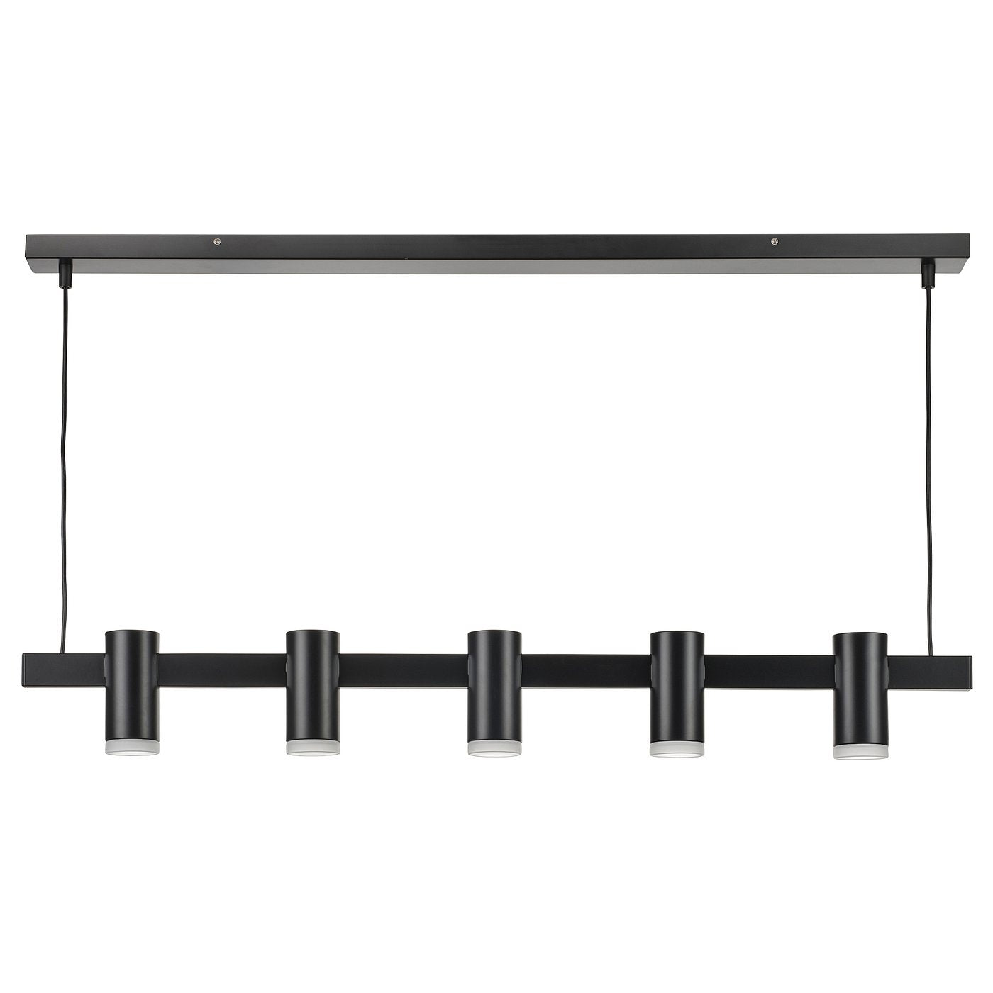 KRANSALG pendant lamp with 5 lamps, black, 113 cm