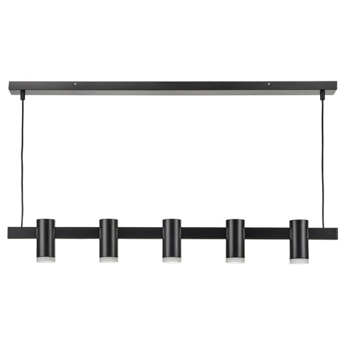 KRANSALG pendant lamp with 5 lamps, black, 113 cm