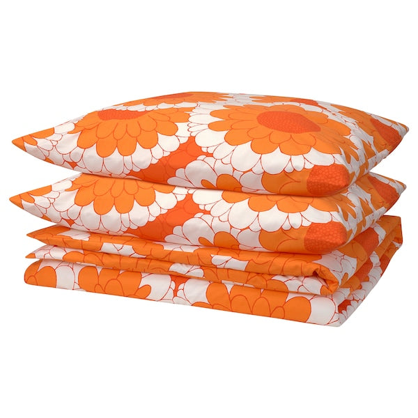 KRANSMALVA - Duvet cover and 2 pillowcases, orange,240x220/50x80 cm