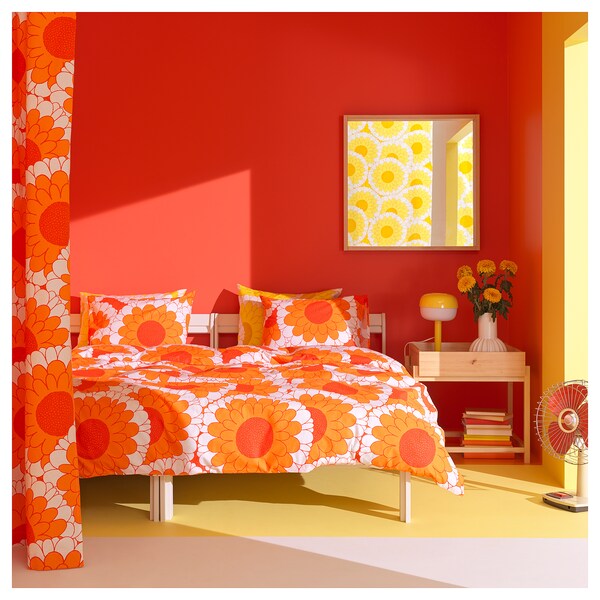 KRANSMALVA - Duvet cover and 2 pillowcases, orange,240x220/50x80 cm