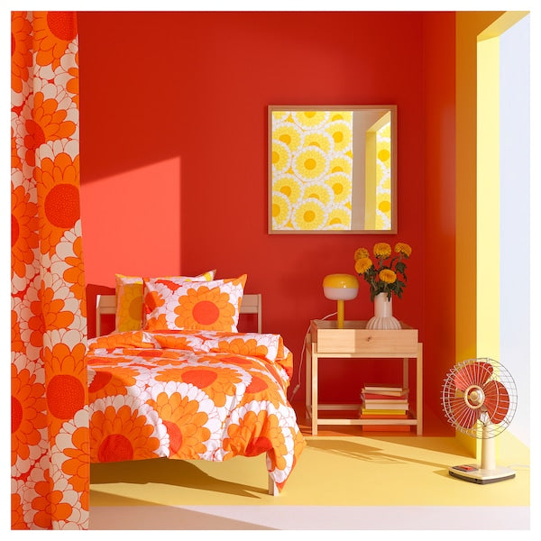 KRANSMALVA - Duvet cover and pillowcase, orange, 150x200/50x80 cm