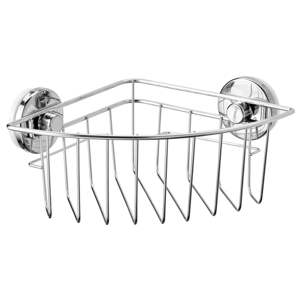 KROKFJORDEN corner shelf unit with suction cup, zinc plated, 20x11 cm