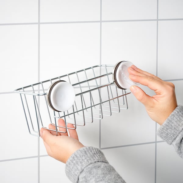KROKFJORDEN corner shelf unit with suction cup, zinc plated, 20x11 cm