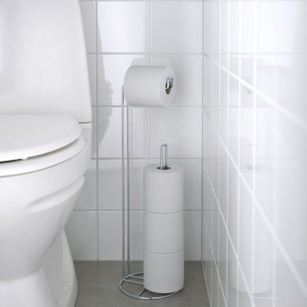 KROKFJORDEN toilet roll stand, zinc plated, 17x56x17 cm