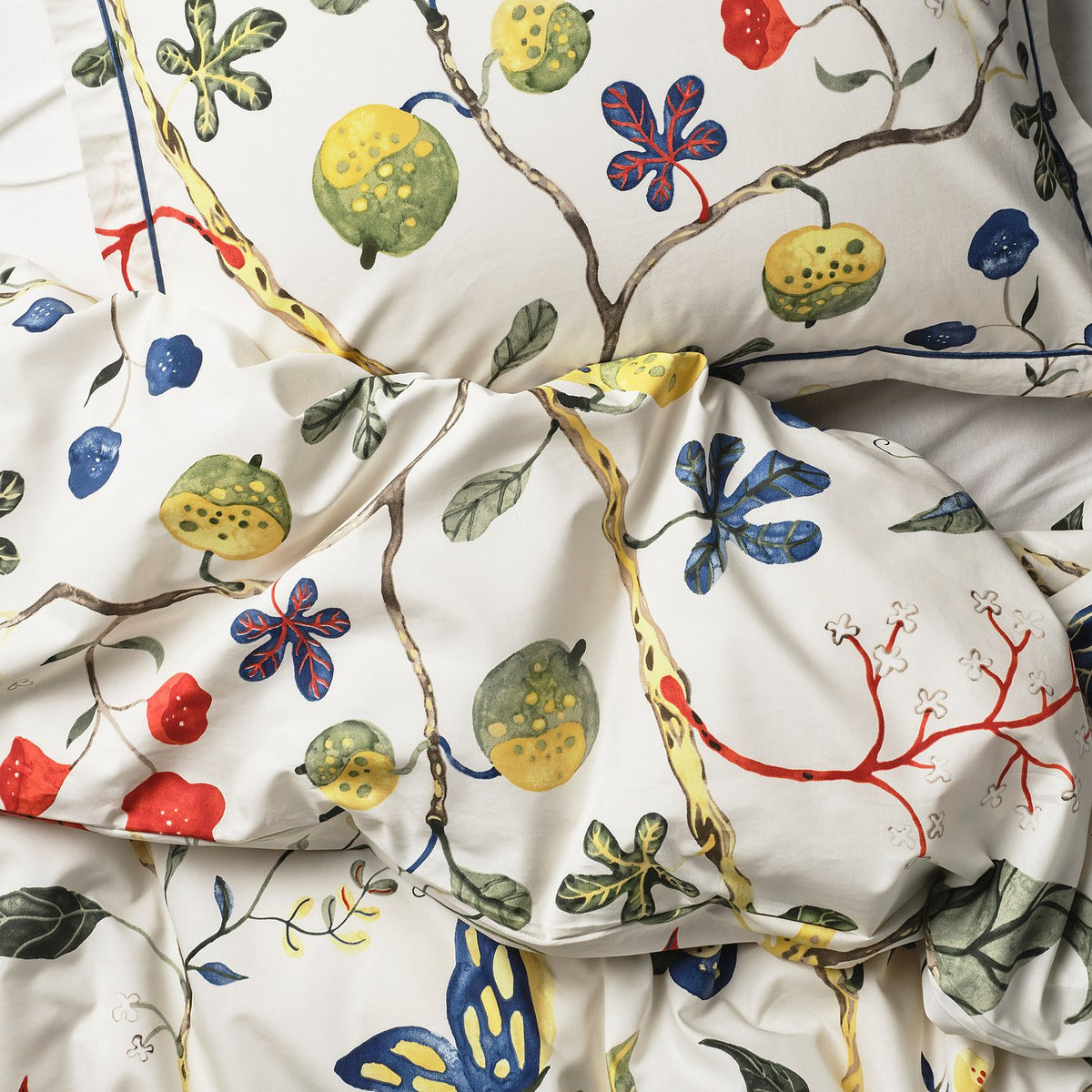 KRONBUSKE duvet cover and pillowcase, light beige/floral pattern, 150x200/50x80 cm