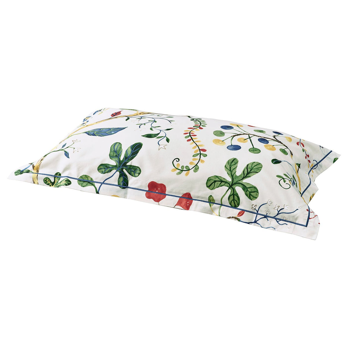 KRONBUSKE pillowcase, light beige/floral pattern, 50x80 cm