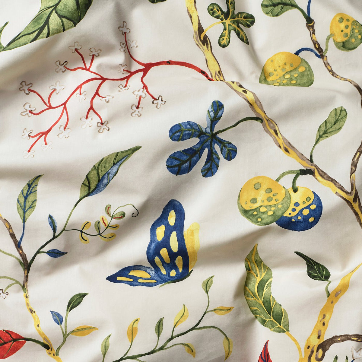 KRONBUSKE fitted sheet, light beige/floral pattern, 180x200 cm