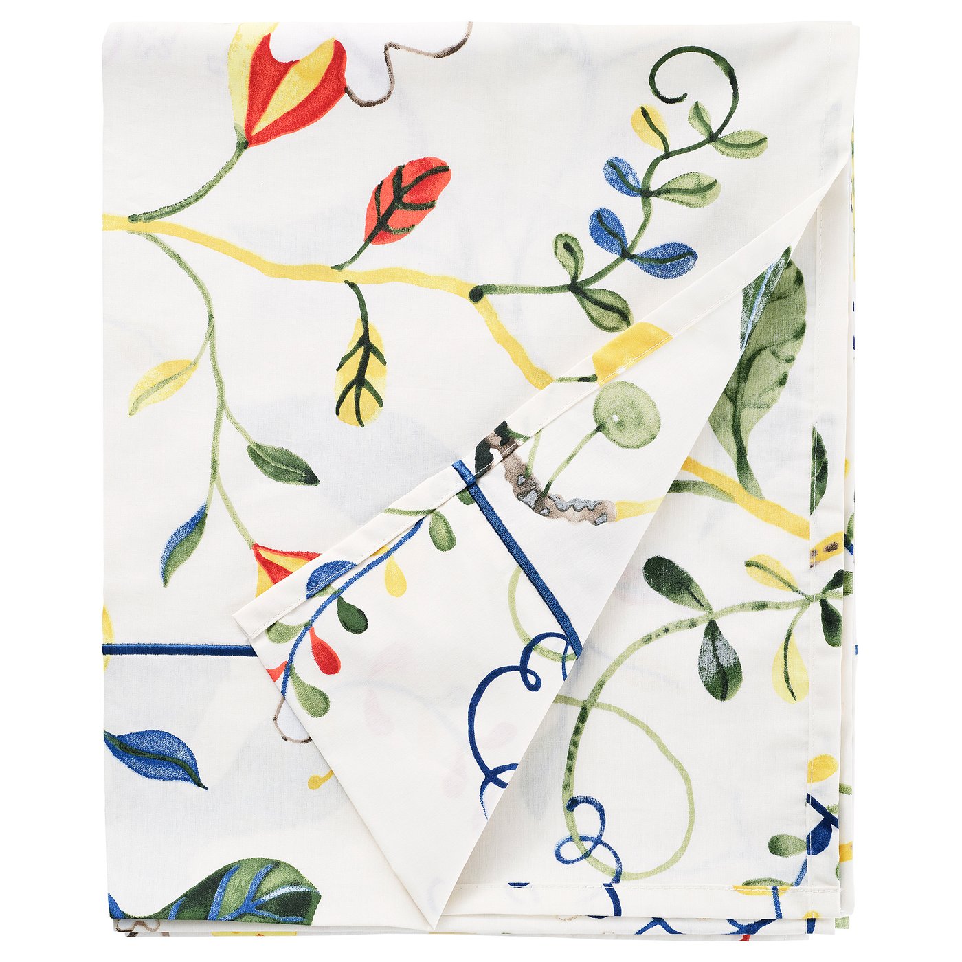 KRONBUSKE flat sheet with top hem, light beige/floral pattern, 240x260 cm